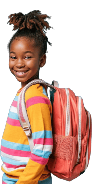 girl in pink backpack