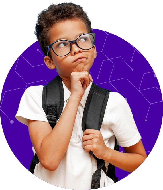 pensive-african-american-teenager-boy-glasses-with-backpack-thinks-plans-blue-background-img