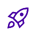 purple rocket on white circle