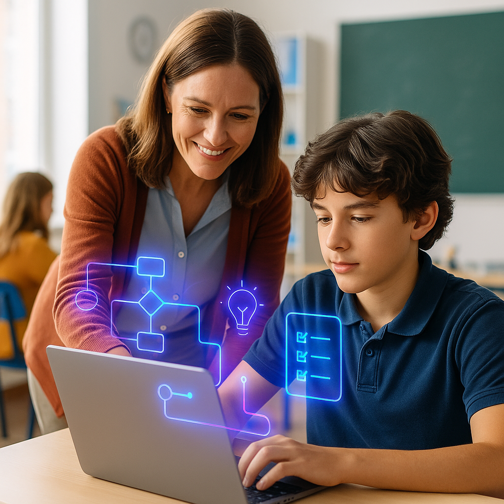 teacher and student with holographic element-ai-generated