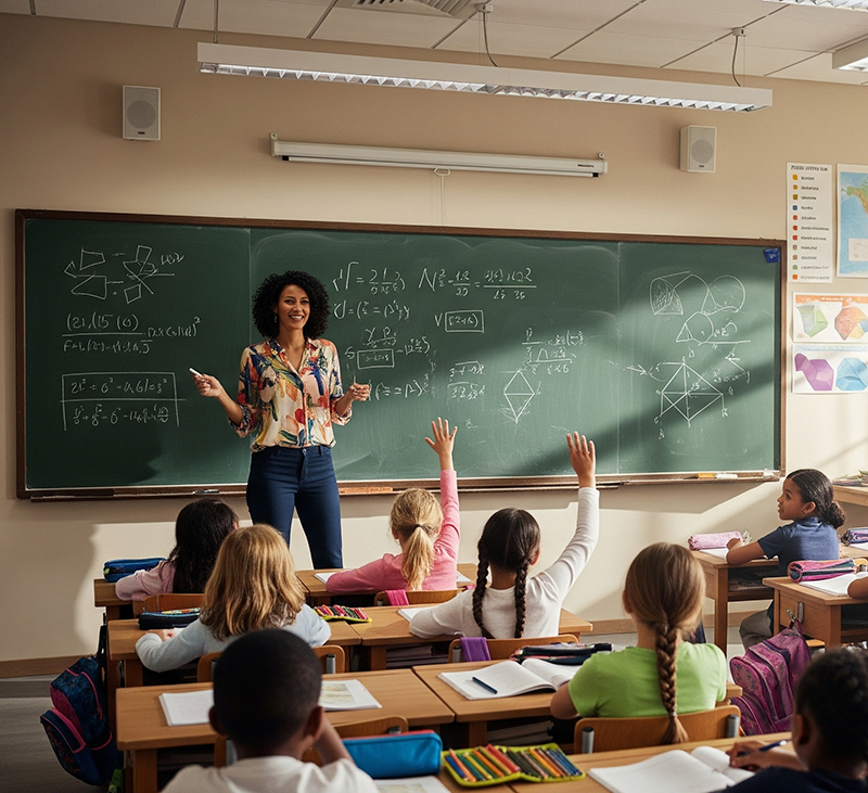 teacher in traditional classroom